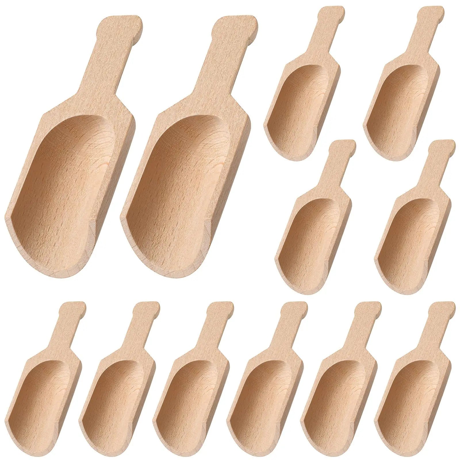 12 Pieces Mini Wooden Scoops for Jars Small Bath Salt Scoops Coffee Spoon Mini Bamboo Spoons Mini Scooper for Spices Tea Sugar