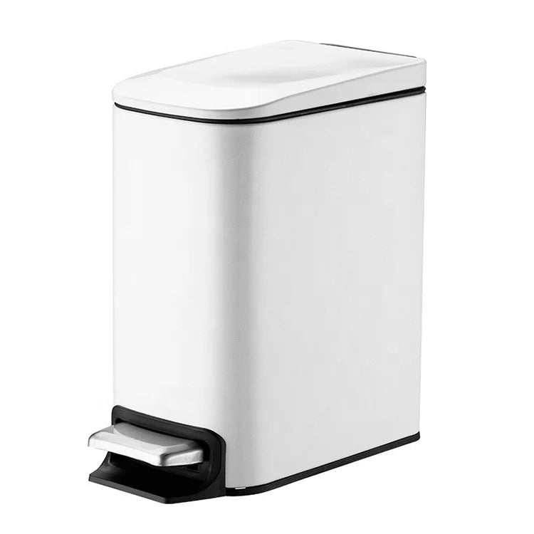Small 6 Liter/1.6 Gallon Stainless Steel Trash Can Bathroom Soft Close Step Pedal Removable Inner Bucket Waste Bin for Home