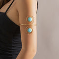 Bohemian Turquoise Charm Upper Arm Bracelet Retro Metal Arm Ring Arm Cuff Bangle Body Bracelets (KB8540)