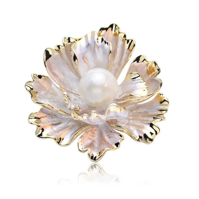 Fashion Alloy Pearl Flower Brooch Popular Temperament Banquet Pin Party Brooch Accessories