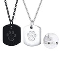 SC Hot Selling Square Engraved Cat Dog Pet Paw Memorial Necklace Openable Stainless Steel Pet Cremation Ashes Urn Necklace