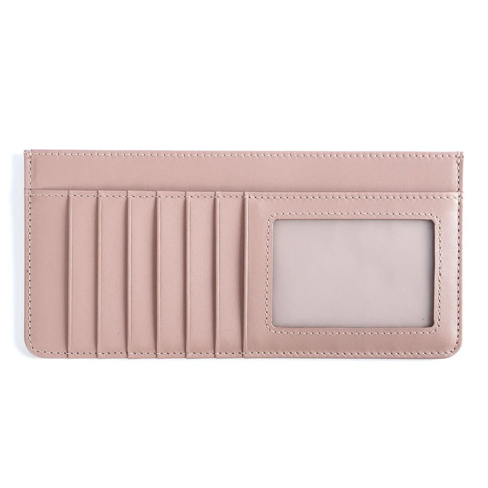 Custom Logo Luxury Minimalist RFID Slim Cardholder Genuine Leather Long ID Credit Card Holder Business Travel Daily Used