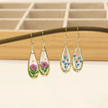 Wholesale Natural Preserved Rose Flower Earrings Clear Resin Inlaid Handmade Women Fashion Accessories Jewelry