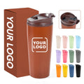 Costom Logo 500ml Double Wall Coffee Mug Plastic Inner Stainless Steel SS201 Outside Double Wall Drinking Bottle with Screw Lid