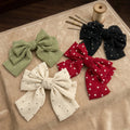 Factory Wholesale GLORY Brand BSCI Certified Korean Style 9 Colors Dots Fabric Big Bow Clips Red Spots Hair Clips for Girls