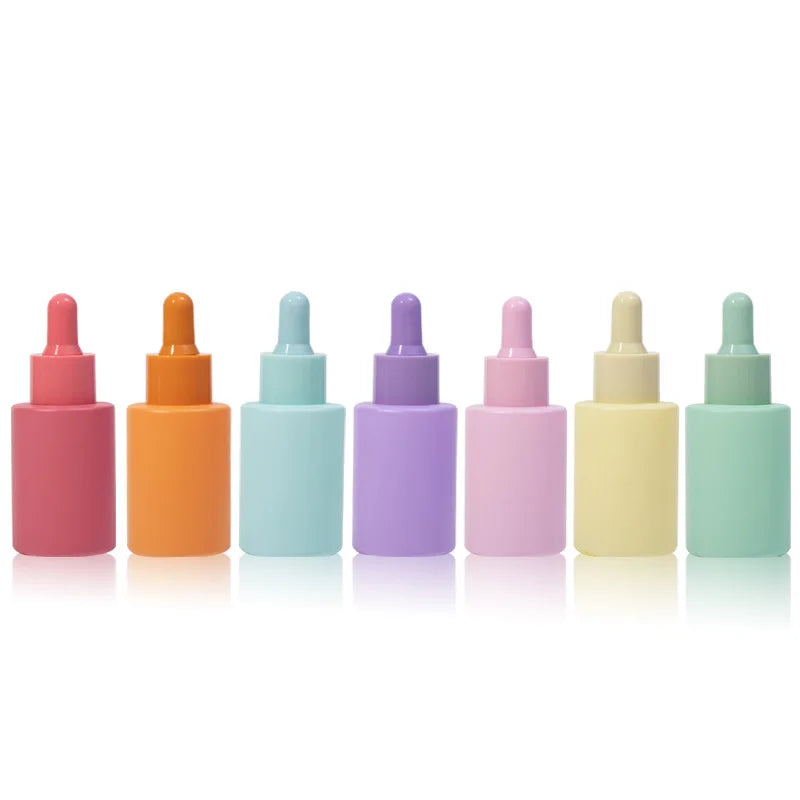Spot Wholesale 30ml Essential Oil Frosted Cosmetics Glass Oil Flat Shoulder Dropper Bottle Screen Printed Skin Care Cream