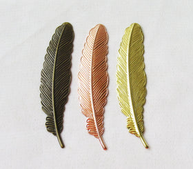 Brass Bookmark 53x12.5mm Feather Filigree Finding