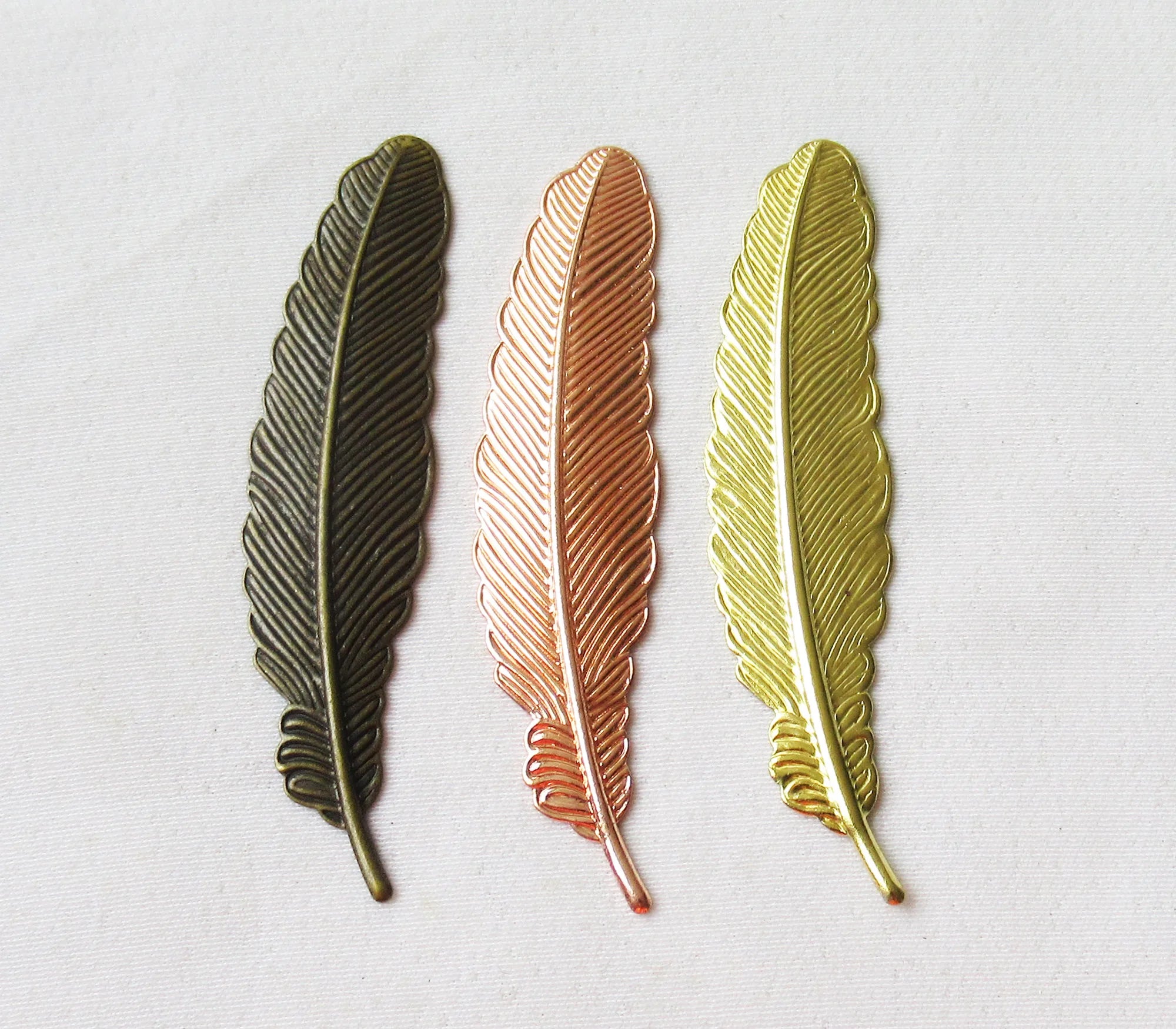 Brass Bookmark 53x12.5mm Feather Filigree Finding