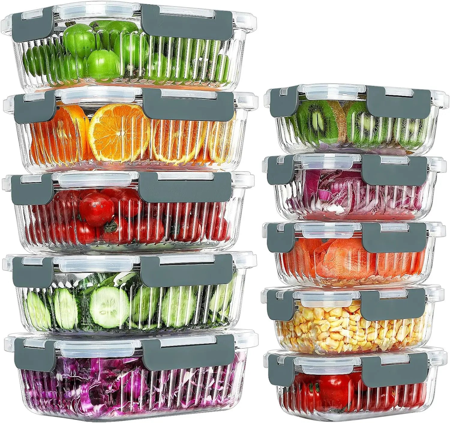 10 Packs Glass Food Storage Containers Glass Meal Prep Containers with Lids Airtight Glass Lunch Bento Boxes