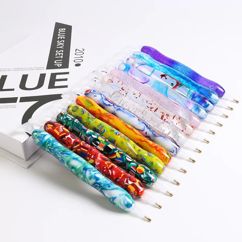 Plastic Diamond Painting Pen Kit Multicolor Resin Point Drill Pen Nail Art Tool Picking Heads DIY Diamond Accessories 16CM