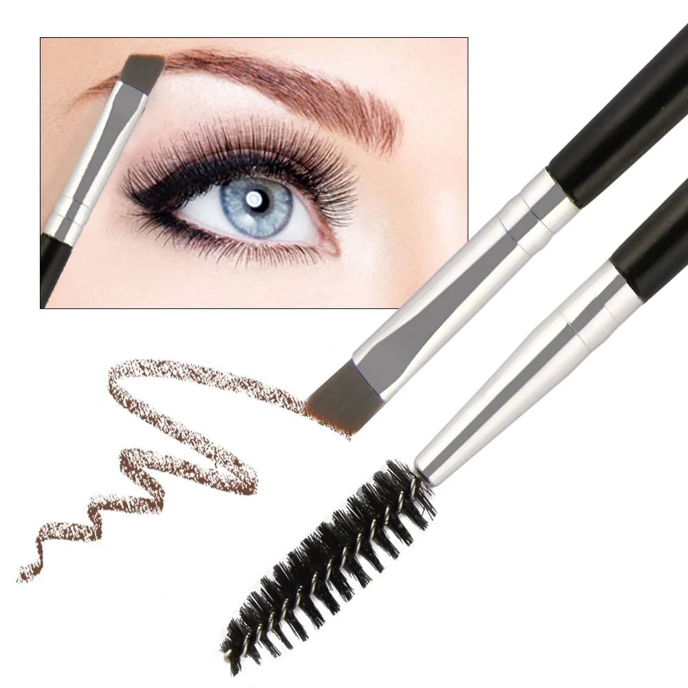 Factory Price Eyebrow Brush Mini Beauty Makeup Brush Sample Available Double Sided Black Flat Angled Eyelash Brush