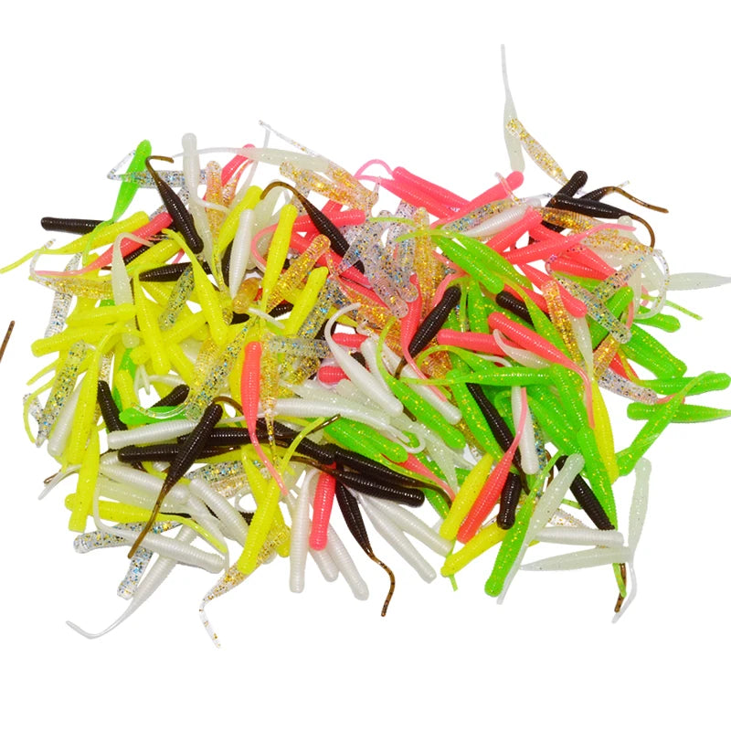TPE Soft Bait Wholesale 4.4cm 0.3g 12pcs a Bag TPR Luminous Artificial Trout Soft Worm Lures Fishing Lure Swim Bait