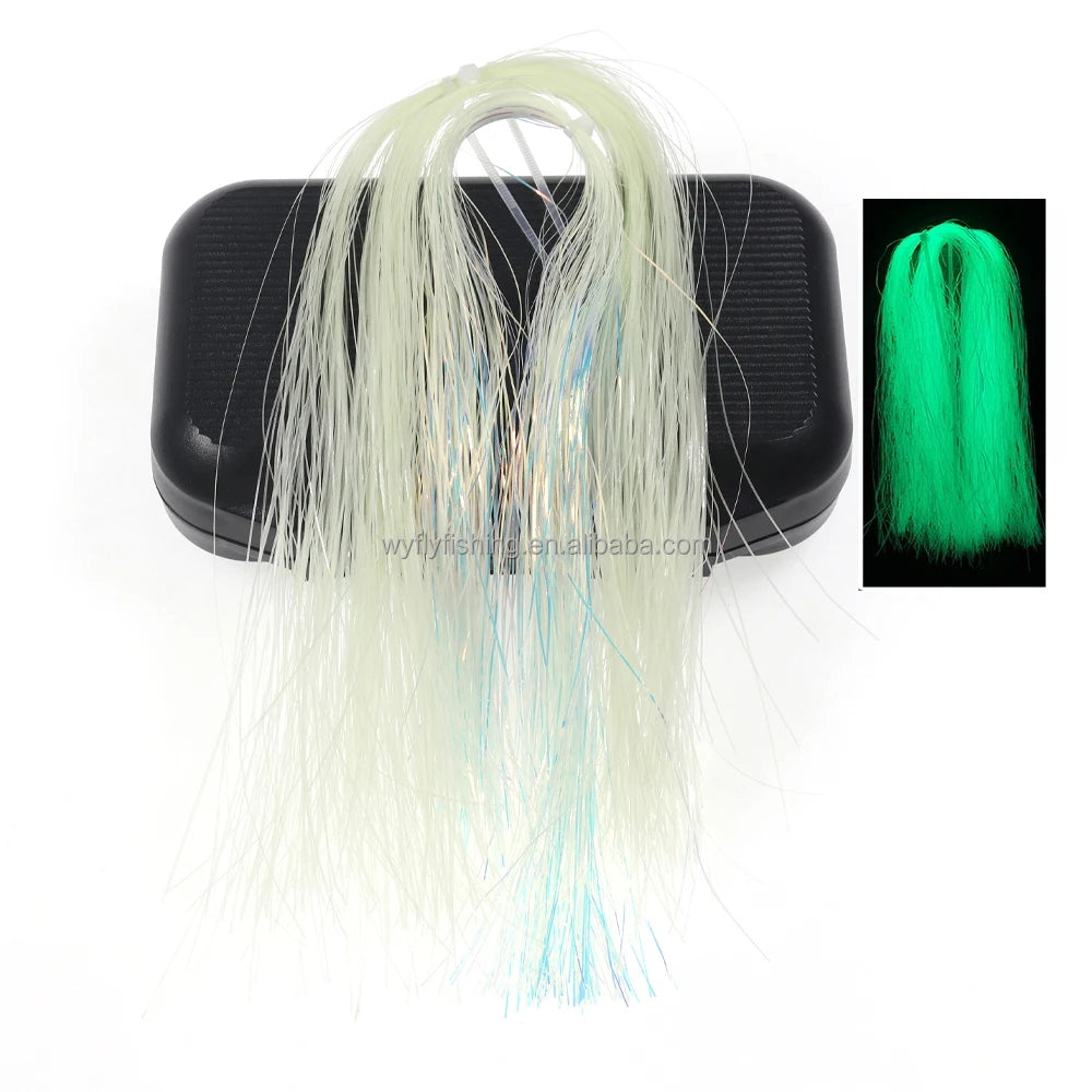 Luminous Tinsel Glow in the Dark Flashabou Saltwater Fishing Jig Hook Pike Bass Streamers Lumo Fly Tying Materials