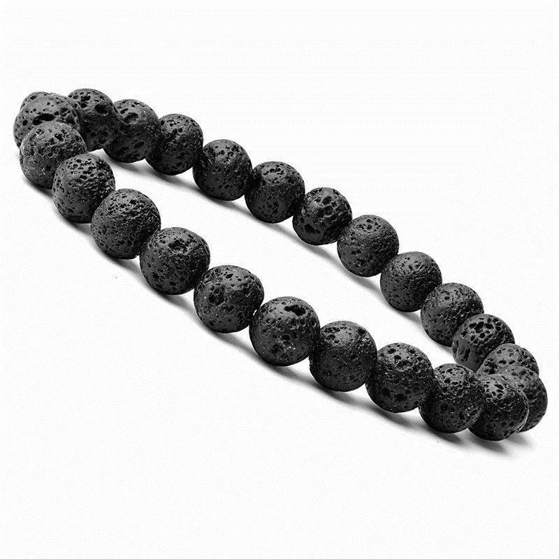Manufacturer Natural Black Lava Stone Beaded Stretch Bracelet Promotion Gift Elastic Band Diffuser Essential Oil Beads Bracelets