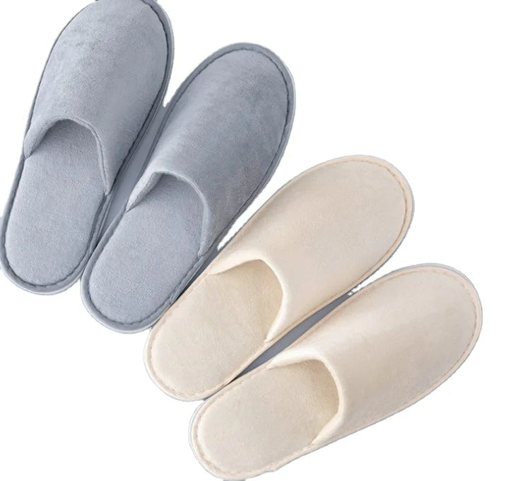 Disposable Hotel Slippers Summer Soft Thickened Non-slip Bottom Plush Upper for Home-stay & Hospitality Use