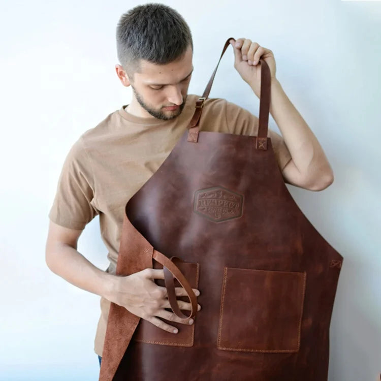 Custom Real Leather Butcher Artist Apron Craft Working Leather Apron