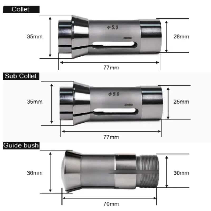 Tsugami Citizen Star Hanwha Auto Lathe Stainless Steel Manual Electric Pneumatic Hydraulic Collets F25 145E Headstock Long Nose