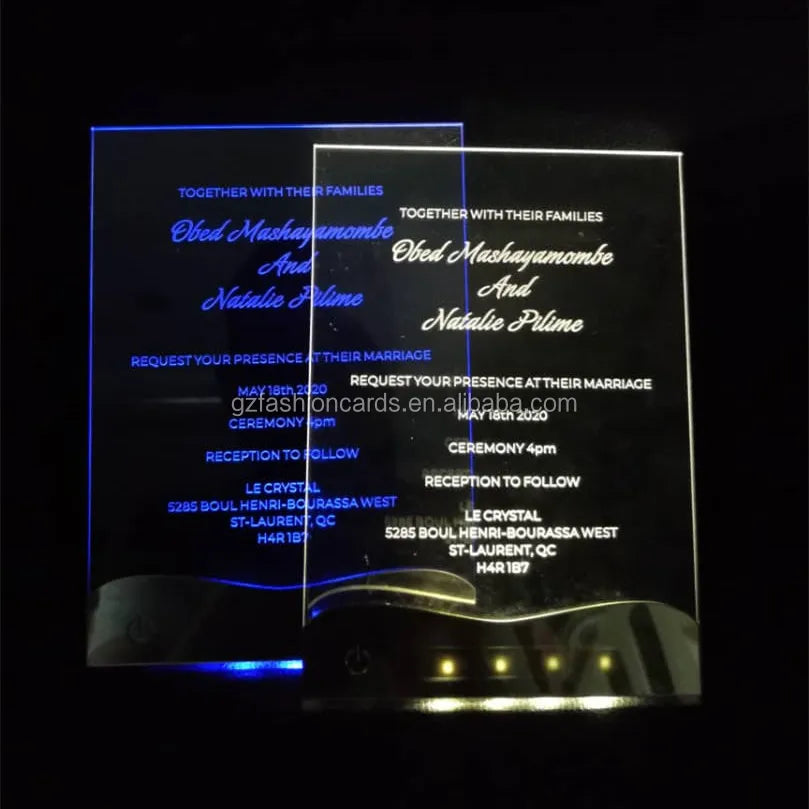 Unique Led Acrylic Wedding Invitations With Different Color Lights MegaBDM
