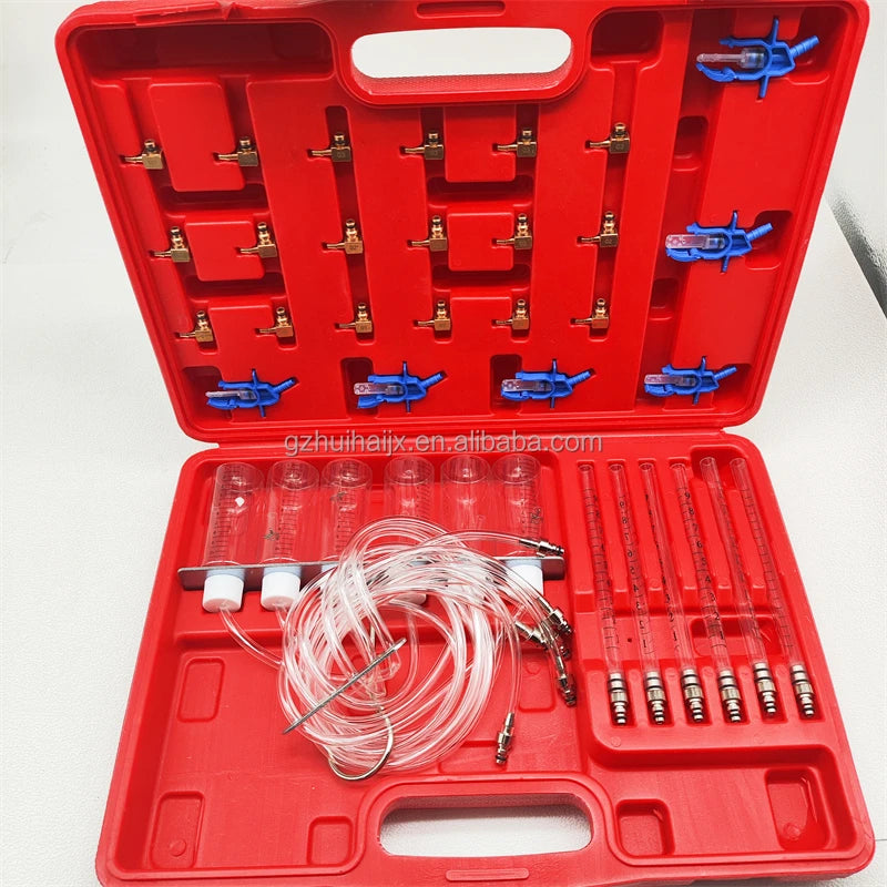 Construction Machinery Parts Injector Flow Test Vehicle Tool Common Rail Adapter Fuel Tester 18 Adaptors Fuel Tester Set