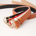 Wholesale Soft Women's PU Faux Leather Belt with Hexagonal Alloy Pin Buckle Colorful Western Waist Belt Ladies Fashion Accessory
