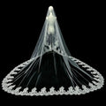 QUEENS GOWN Factory Hot Sell Elegant Chantilly France Lace Wedding Veil Simple Ivory  Applique Tulle Bridal Veil