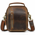 Andong Male Crazy Horse Leather European Retro Shoulder Bag Men Casual Messenger Bags Waist Belt Bag