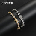BB225 Bling Jewelry Unisex Fashion Geometric Gold Plated Brass Cubic Zircon Tennis Chain Bracelet