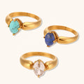Dingran High Fashion Marquise Cubic Zirconia Stainless Steel Jewelry ZIRCON Natural Gemstone Lapis Turquoise Rings