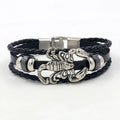 Punk Jewelry Vintage Alloy Scorpion Multiple Leather Beaded Wrap Bracelets for Men