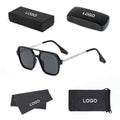 2024 New Square Frame Sunglasses Pilot Double Beam Sunglasses Personality Instagram Red with the Same Sunglasses for Men