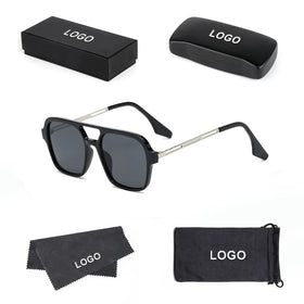 2024 New Square Frame Sunglasses Pilot Double Beam Sunglasses Personality Instagram Red with the Same Sunglasses for Men