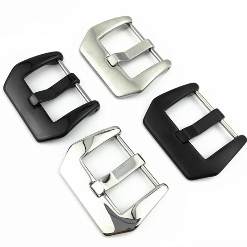 18mm 20mm 22mm 24mm Stainless Steel Nylon Watch Band Strap Replacement Glossy Black Heavy Screw Buckle