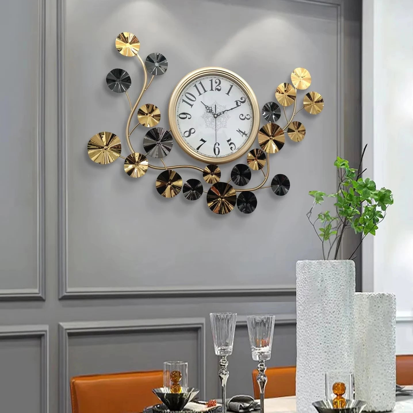 High Quality Modern 3D Metal Wall Clock Diamonds Iron Art Decoration for Home Living Room Hanging Function