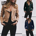Liu Ming New Wholesale Winter Women Outwear  PU Leather Zip Biker Short Punk Jacket Plus Size 5XL Coat