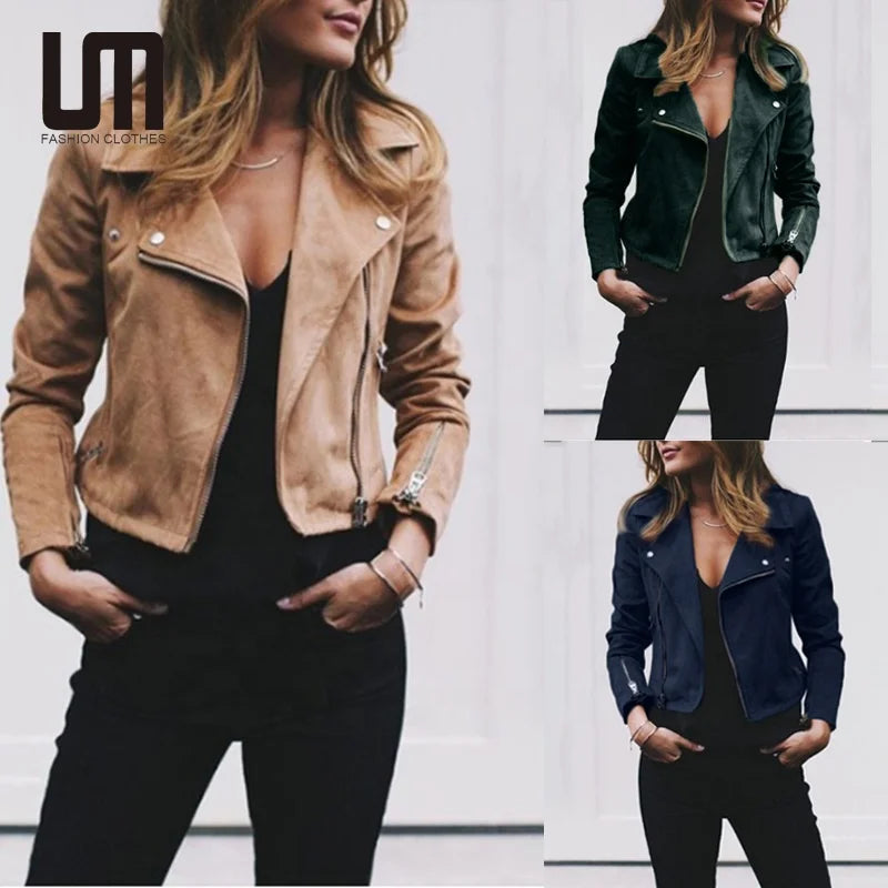Liu Ming New Wholesale Winter Women Outwear  PU Leather Zip Biker Short Punk Jacket Plus Size 5XL Coat