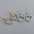 Fashion Jewelry 925 Sterling Silver Earrings Heart Shape Cz Diamond Stud Earrings Women Gold Plated Silver Jewelry Women