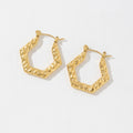 Geometric Pentagon Hoop Stainless Steel Hammered Minimalist Textured Heart Earring for Women