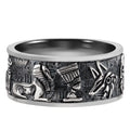 Silver Ring Men's Single Tail Index Finger Fashion Jewelry Hand Hammer Ring 925 Silver Embossed Egyptian Gods Horus Anubis Retro