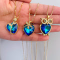 New Design 18K Gold Copper Jewelry With Zircon Hear Owl Pendant Water Proof Women Necklace