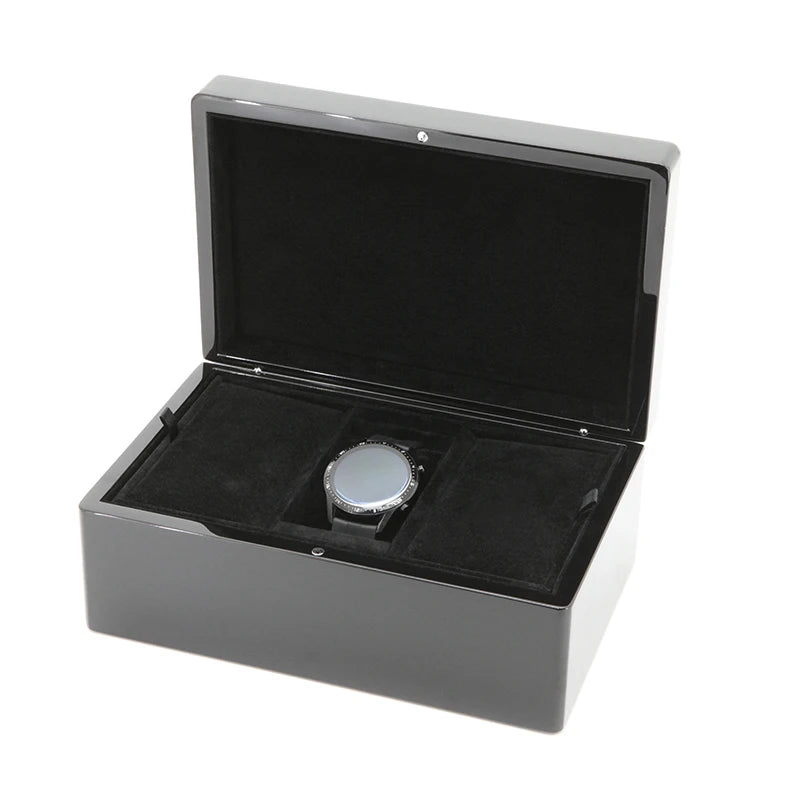 Personalized Luxury Black Piano Lacquer Wooden Watch Box Custom Logo Watch Packaging Gift Box Single Watch Box
