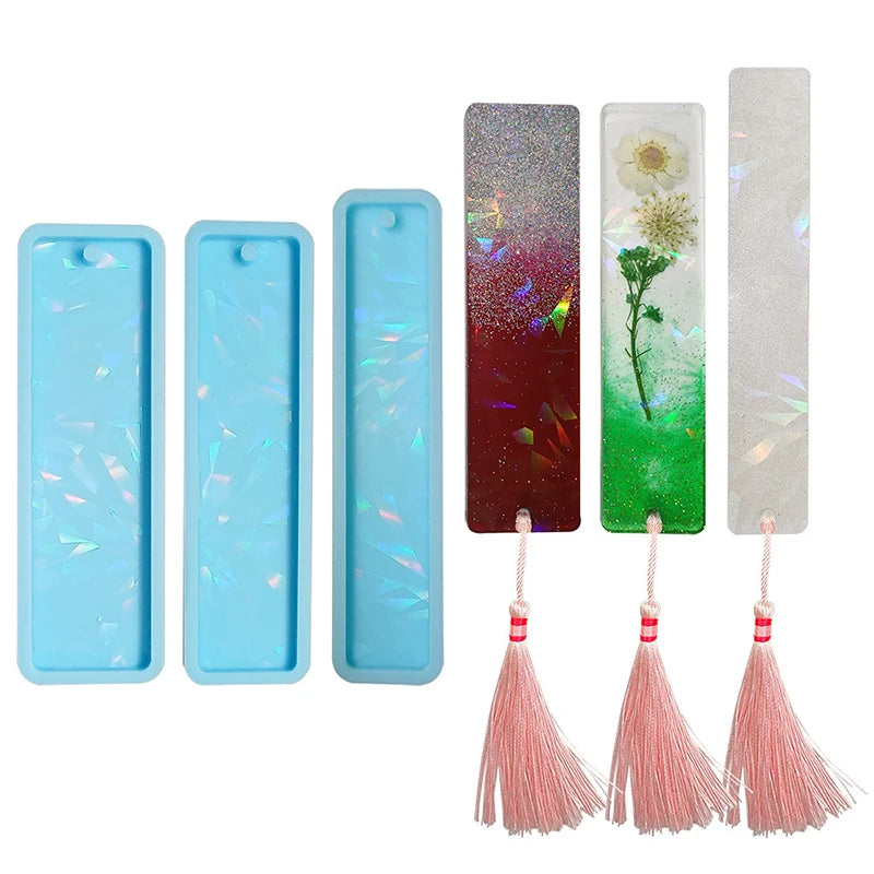 Early Riser New Design DIY Laser Holographic Mold Rectangle Oval Bookmark Silicone Mold for Fashion Jewelry Sets Moulds