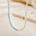 Custom ABS Glass Natural Stone Freshwater Pearl Fashion Waterproof Beaded Necklace with Real Gold Plated Stainless Steel Chain