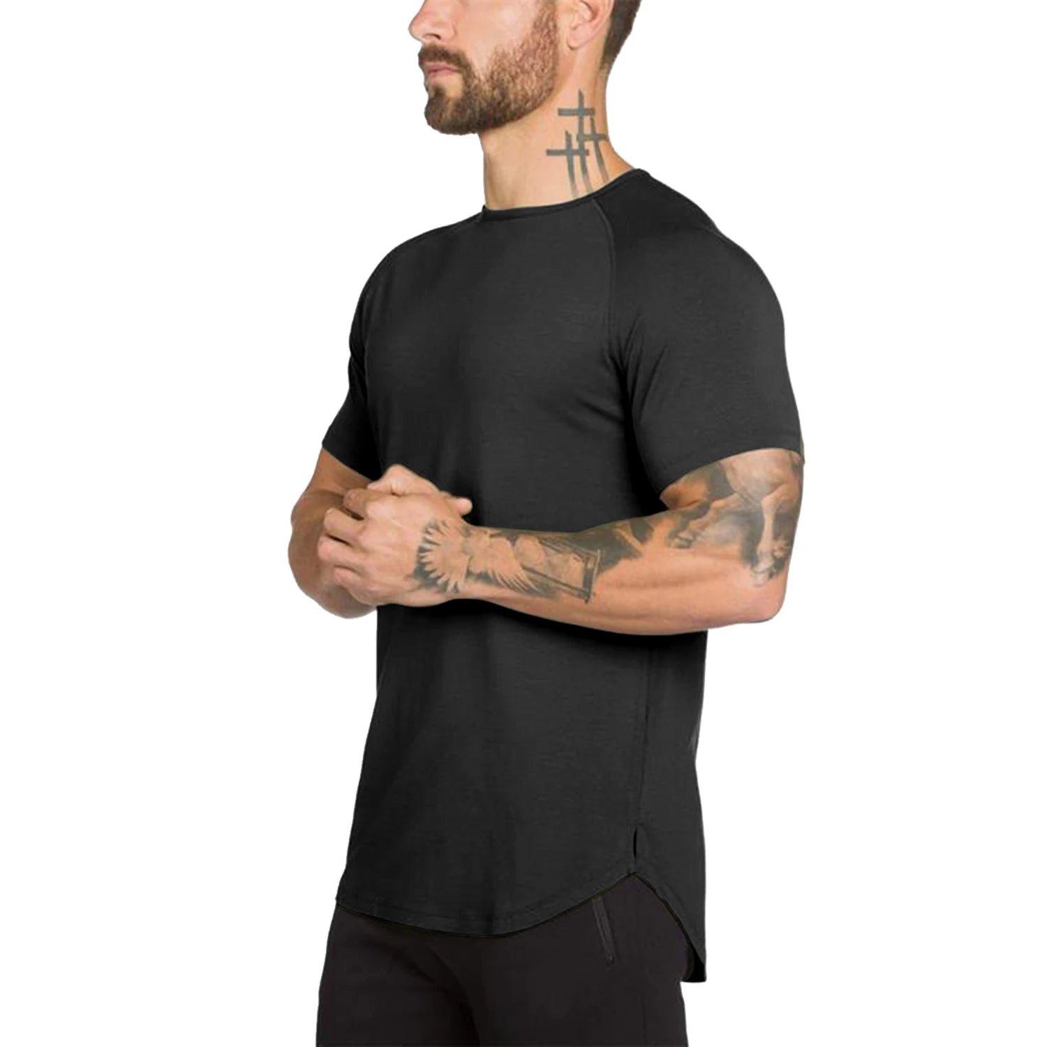 Logo Custom Outdoor Hole O-Neck Blue Fitness Sport Cotton/Polyester Men's T-Shirt