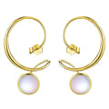 Lotus Fun 925 Pure Sterling Silver 18k Gold Plated Glass Stone Curved Drop Earrings Female Gifts New Arrival Women Fine Jewelry