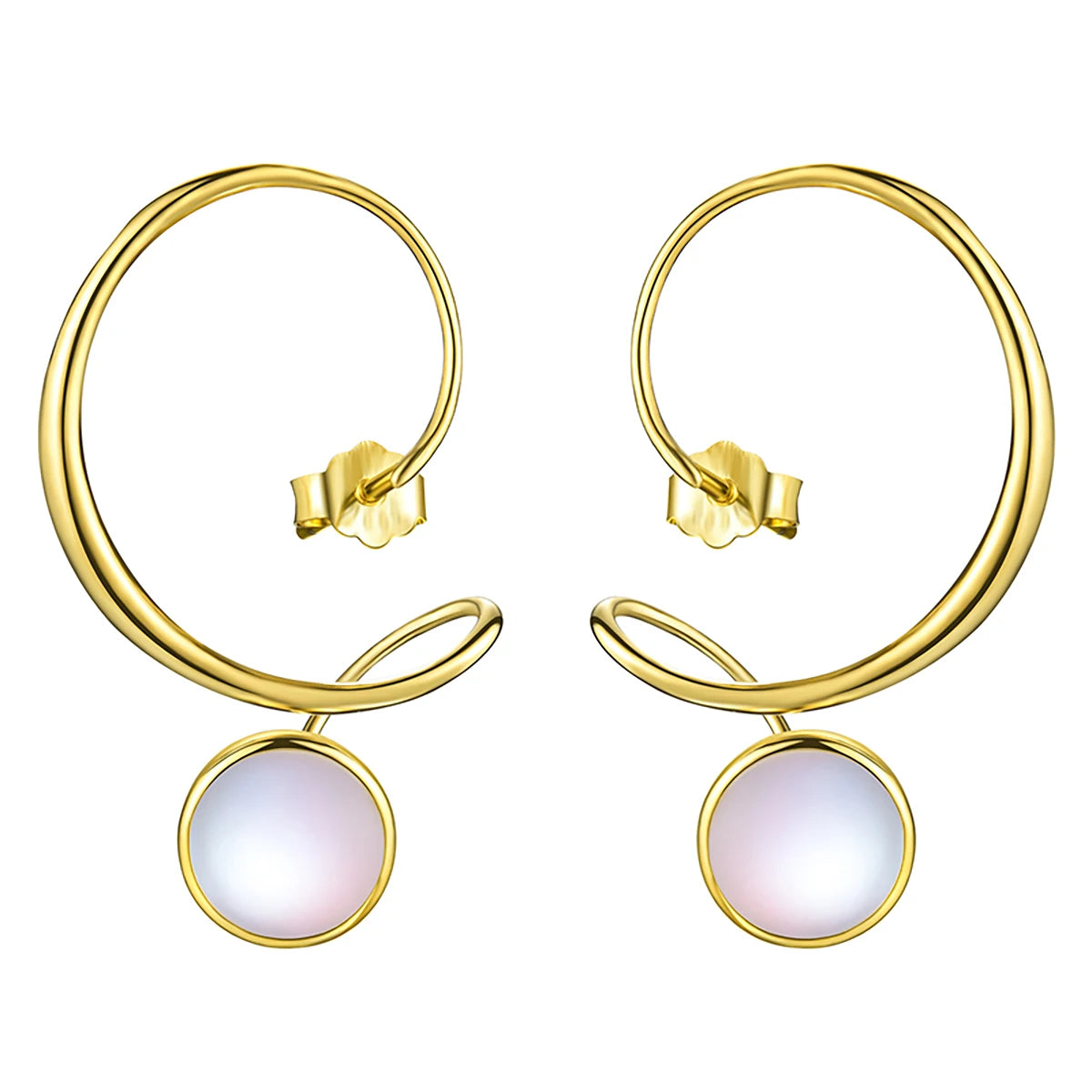 Lotus Fun 925 Pure Sterling Silver 18k Gold Plated Glass Stone Curved Drop Earrings Female Gifts New Arrival Women Fine Jewelry