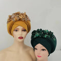 HZM-23015 Hot Sale African Gele Turban Hijab Hat Headtie Muslim Headscarf Head Wrap Women Hat Auto Headtie