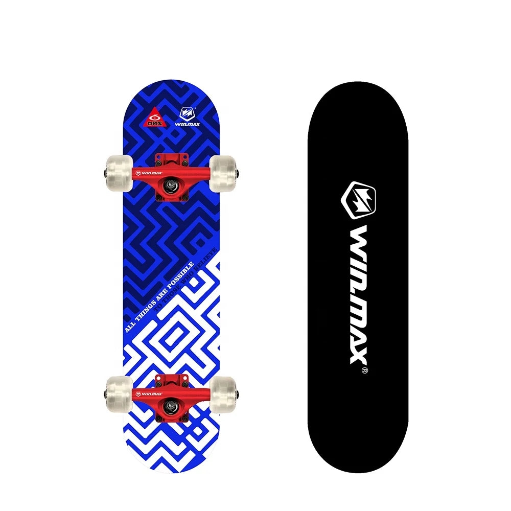 Win.max Wholesale 8 X 31 Inch 9 Layer Maple Wood Long Board Complete Beginner Kids Double Rocker Durable Concave Deck