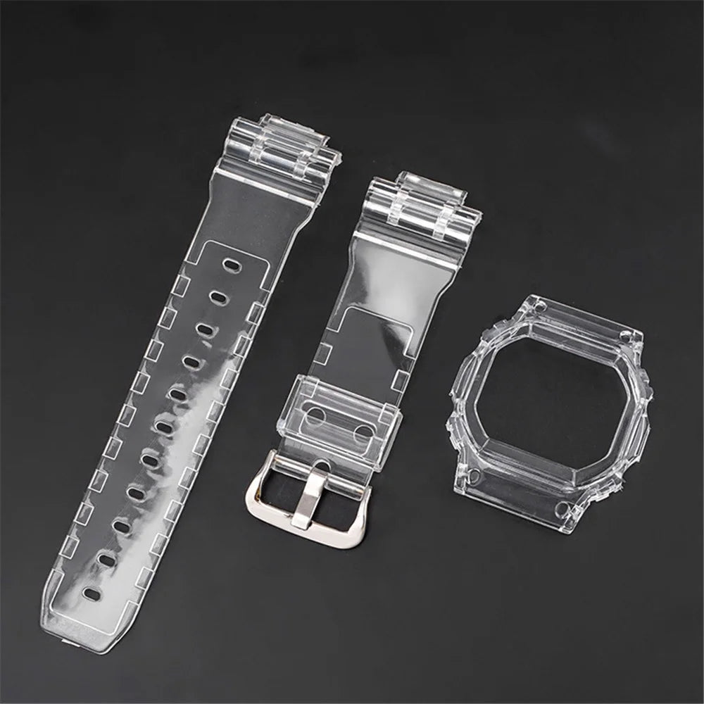 TPU Replacement Watch Strap and Case for DW-5600/5000 GW-M5610 G-5600 GLX-5600 Resin Refit Wrist Band Bracelet Accessories