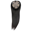 Light Weight Density 110-120% European Remy Human Hair Silk Base Topper for Women Straight Hair Color 1B