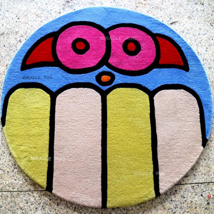 3D Round Shape Letter Carpet Custom logo  Circle Bedroom Floor Rug Custom Handmade Logo Area Rug